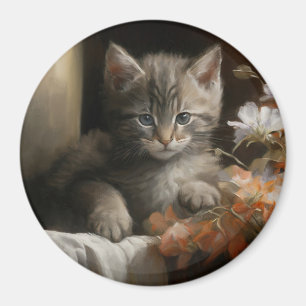 Imán Un rincón acogedor para un gatito