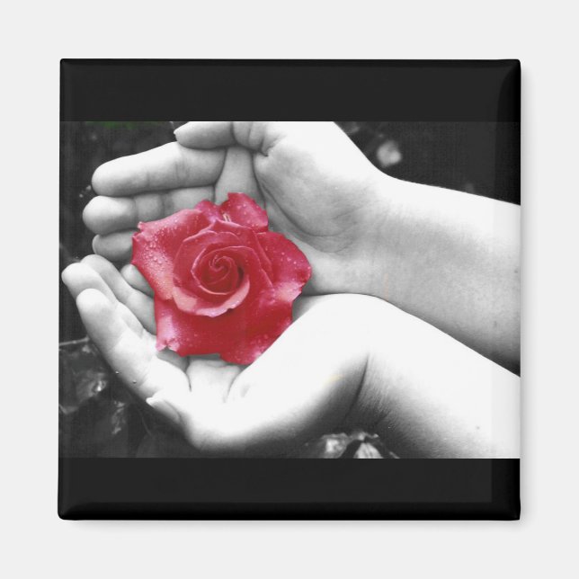 Imán Un Rosa en la mano 2 (Frente)