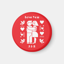 Imán Un San Valentín personalizado moderno Bauhaus