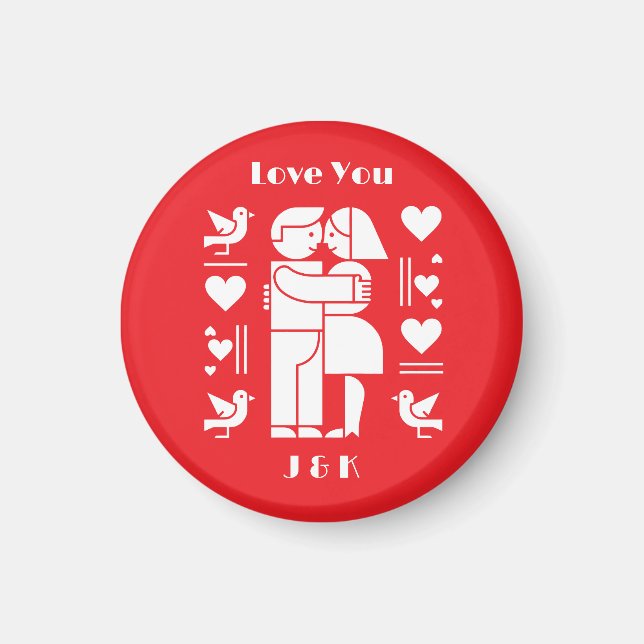 Imán Un San Valentín personalizado moderno Bauhaus (Frente)