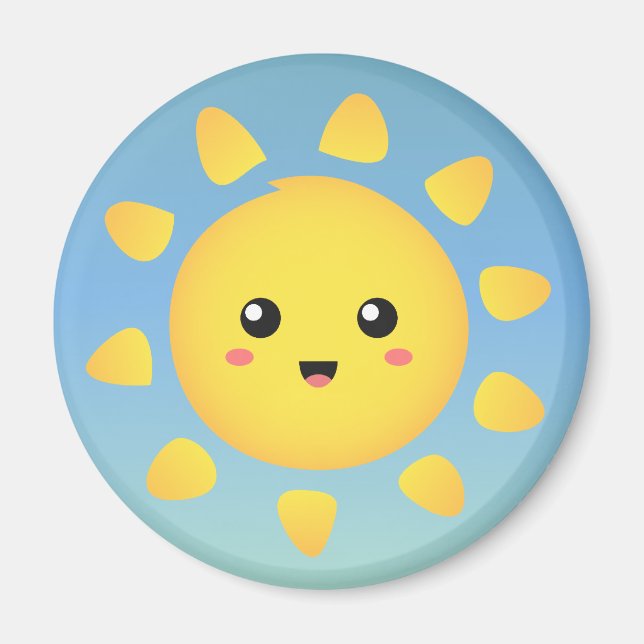 Imán Un sol lindo y feliz que brilla intensamente alred (Frente)
