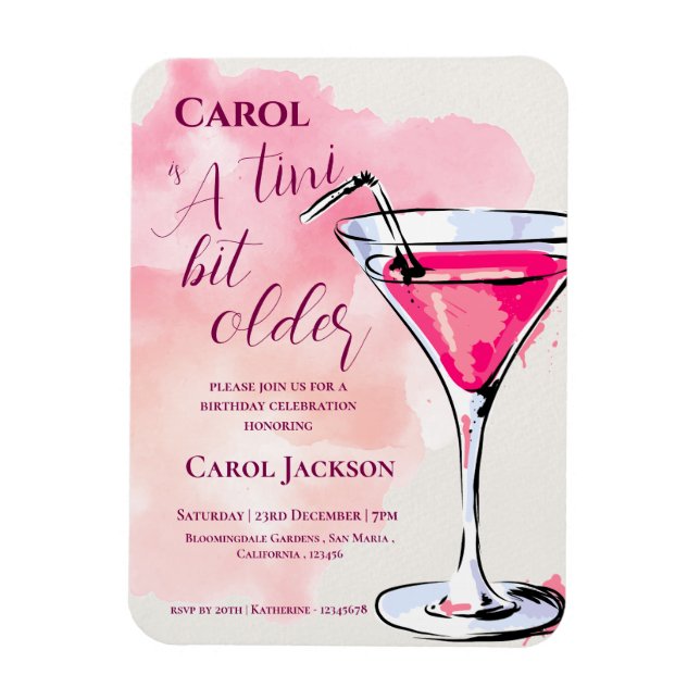 Imán Un Tini Un Poco Más Antiguo Cóctel Rosa Invitación (Vertical)