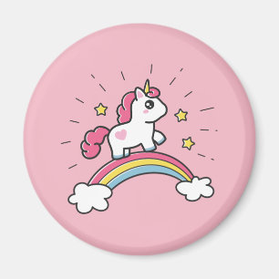 Imán Un Unicornio Cuerdo En Un Diseño Arcoiris