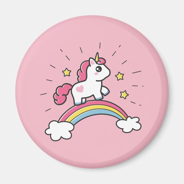 Imán Un Unicornio Cuerdo En Un Diseño Arcoiris (Frente)