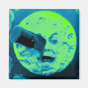 Imán Un viaje a la luna (aguamarina Sci retro marino