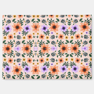 Imán Un vibrante patrón floral presenta naranja