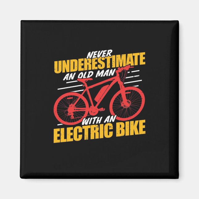 Imán Un Viejo Con Bicicleta Electrec (Frente)
