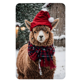 Imán Una Alpaca Navidad