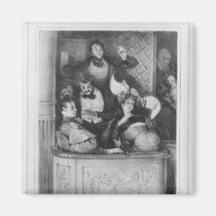 Imán Una caja delantera del teatro, grabada por Julien