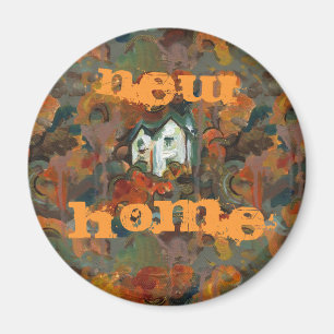 Imán Una Casa Blanca y árboles otoñales