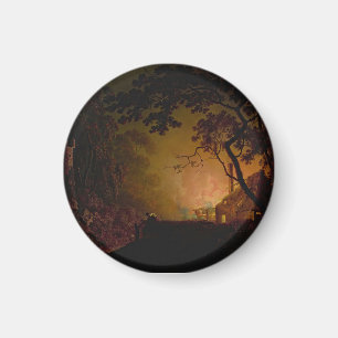 Imán Una casa de campo en llamas por la noche Joseph Wr