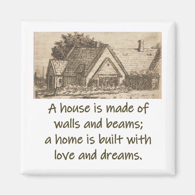 Imán Una Casa Está Hecha De Paredes Y Vigas - Cita Domé (Frente)