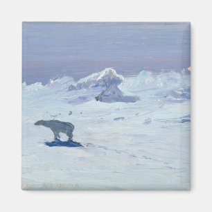 Imán Una caza del oso polar en la noche iluminada por