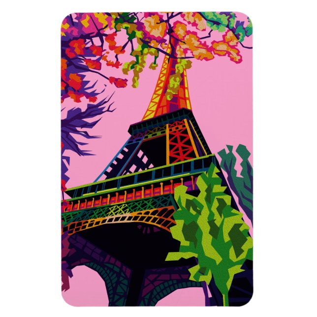 Imán Una colorida celebración de la Torre Eiffel (Vertical)