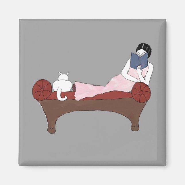 Imán Una dama, un gato y un gran libro (Frente)