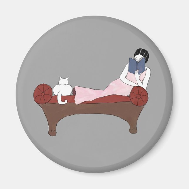 Imán Una dama, un gato y un gran libro (Frente)