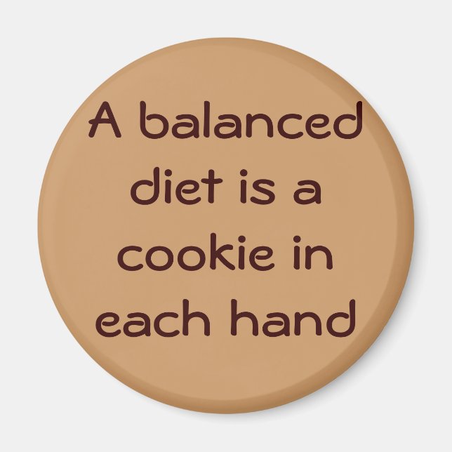 Imán Una dieta equilibrada es una cookie en cada mano (Frente)