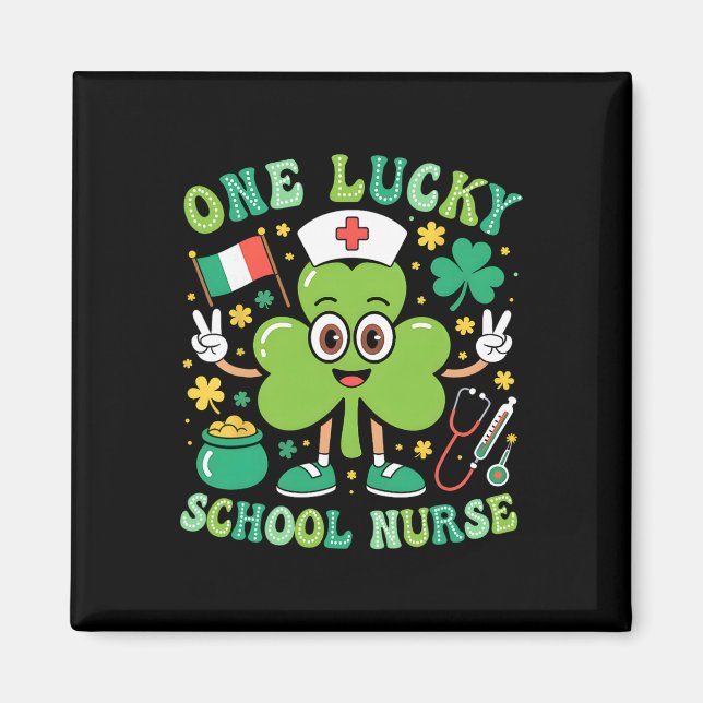 Imán Una enfermera escolar afortunada St Patrick's Day  (Frente)