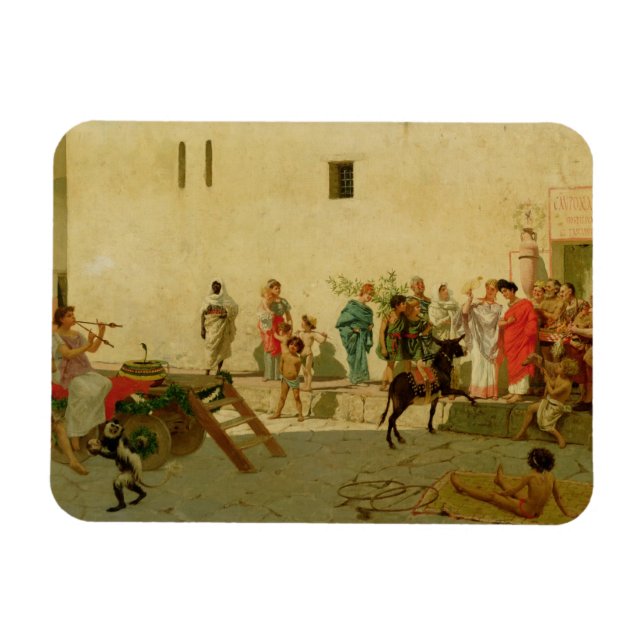 Imán Una escena callejera romana con músicos y un Perfo (Horizontal)