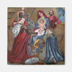 Imán Una feliz escena de ChristmasNativity