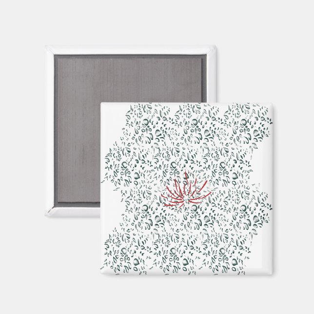 Imán una flor roja sobre un fondo negro (Anverso/Reverso)