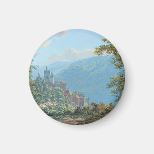 Imán Una fortaleza en un paisaje montañoso al amanecer