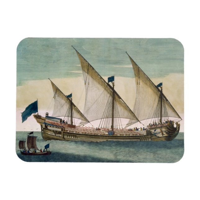 Imán Una galera de tres mástiles en marcha en vela, oar (Horizontal)