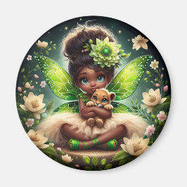 Imán Una hada y su cachorro de león - Verde - Magnet