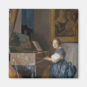 Imán Una joven sentada en un Virginal, c.1670