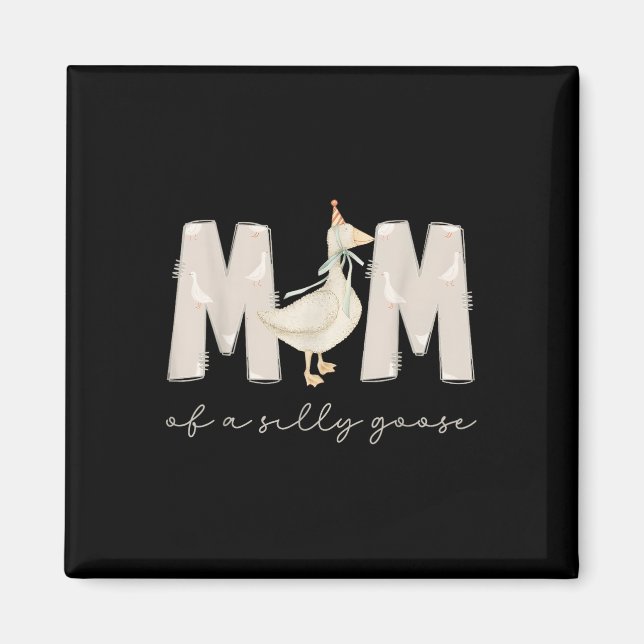 Imán Una Mamá de Ganso Tonto 1er Primer Cumpleaños Fami (Frente)