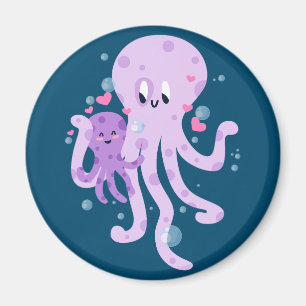 Imán Una mamá de pulpo lindo dibujando arte