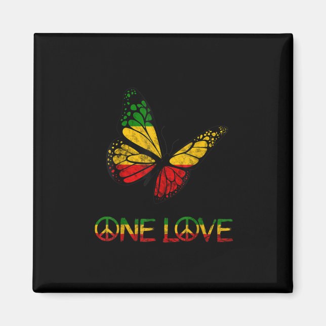 Imán Una mariposa amorosa rasta reggae paz (Frente)