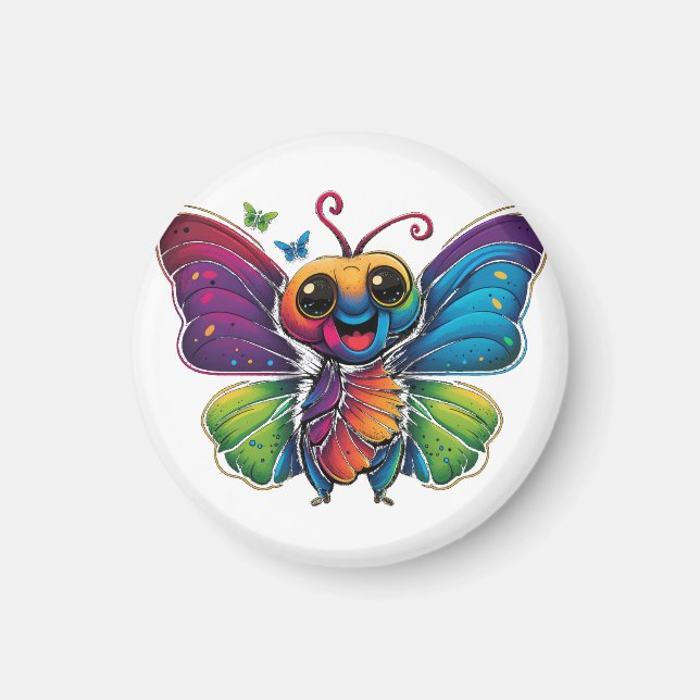 Imán Una mariposa de color arcoiris (Frente)