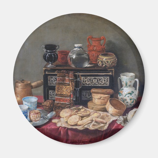 Imán Una mesa de cocina: Bowl, copa y vida de pan (Frente)