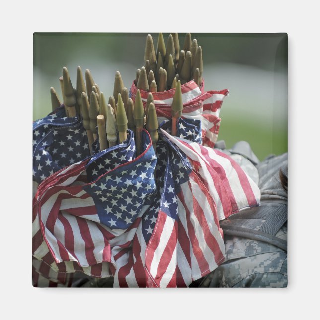 Imán Una mochila de un soldado del ejército (Frente)