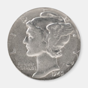 Imán Una moneda de diez centavos fina