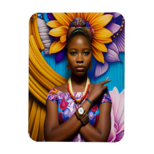 Imán Una mujer africana maravillosa con un reloj