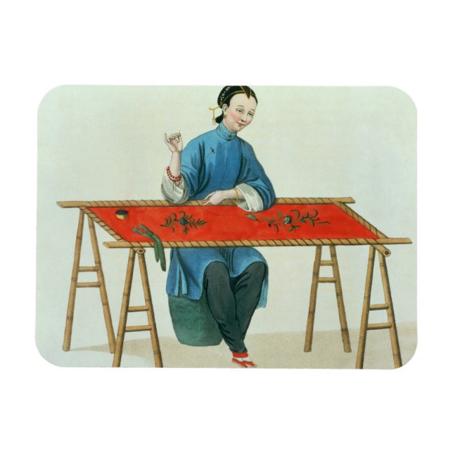 Imán Una mujer bordando, plato 41 de 'The Costume o (Horizontal)