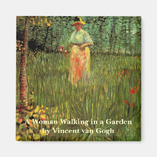 Imán Una mujer caminando en un jardín por Vincent van G