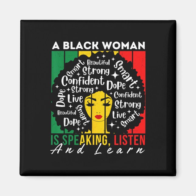 Imán Una Mujer Negra Habla Escuchar Y Aprender Afro Wo (Frente)