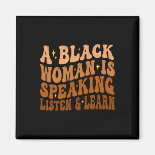 Imán Una Mujer Negra Habla Escuchar Y Aprender Para Afr