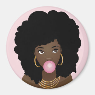 Imán Una mujer negra se está preparando para el Bubbleg