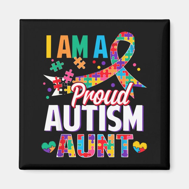 Imán Una orgullosa tía de autismo pieza de rompecabezas (Frente)