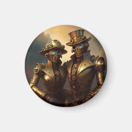 Imán Una Pareja Robótica Steampunk Enamorada