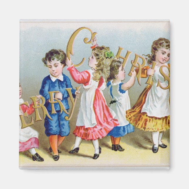 Imán Una postal victoriana de Feliz Navidad (Frente)
