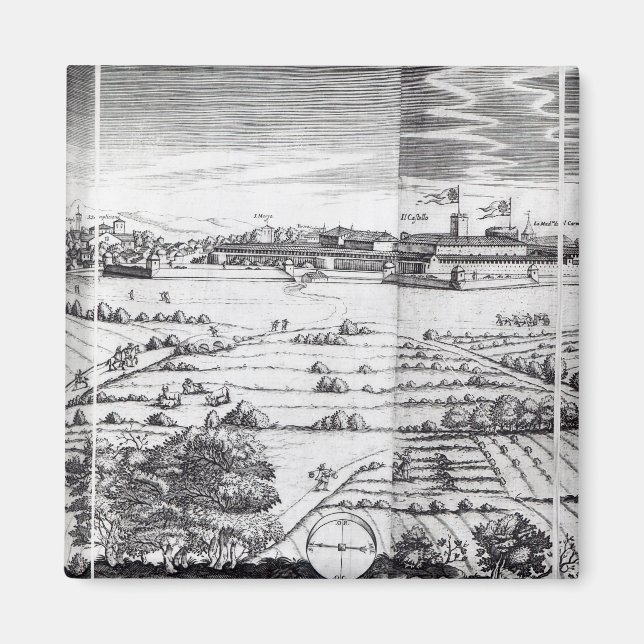 Imán Una sección de un mapa de Milán, 1640 (Frente)