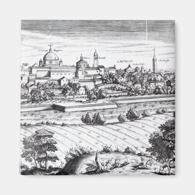 Imán Una sección de un mapa de Milán, 1640 (Frente)