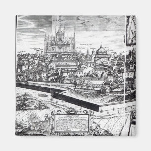 Imán Una sección de un mapa de Milano, 1640