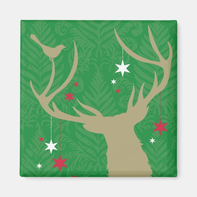 Imán Una silueta de ciervo con estrellas colgando de su (Frente)