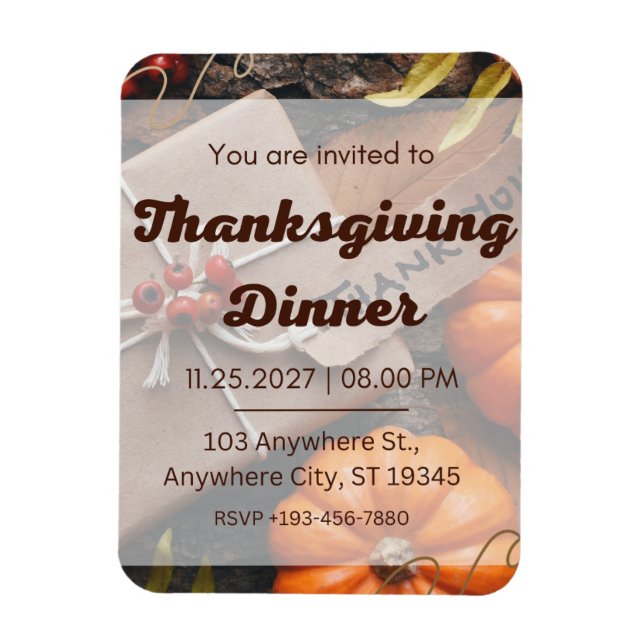 Imán Una sincera invitación a un delicioso Día de Acció (Vertical)